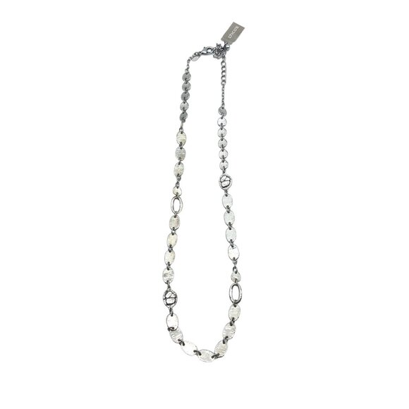 Chicos Silver-Tone Metal Long Chain Necklace With Textured Oval Links - Picture 1 of 4